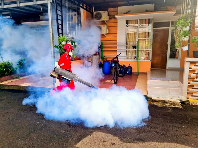 Mosquito fogging in an urban Bengaluru area
